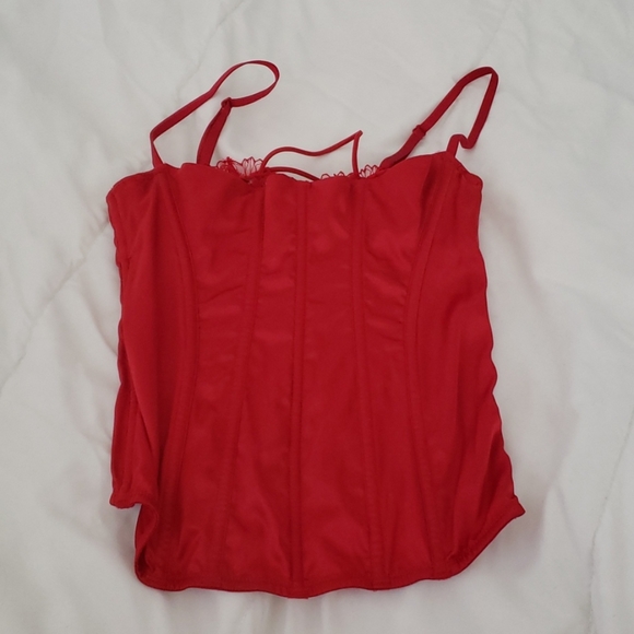 Victoria's Secret Other - Cherry red lace up corset with sewn in bra